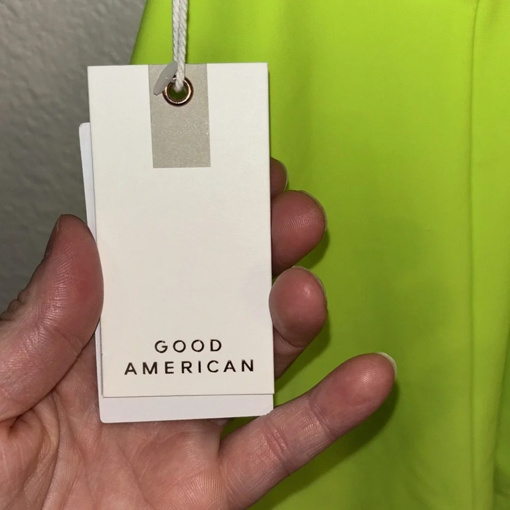 GOOD AMERICAN Always Sunny One- Piece Swimsuit in Electric Lime NWT - Picture 4 of 8